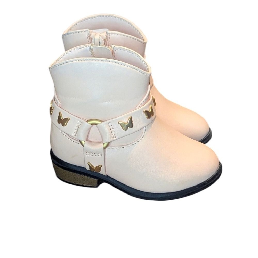 Cat & Jack Gracie Harness Pink Butterfly Western Boots Size Toddler 5